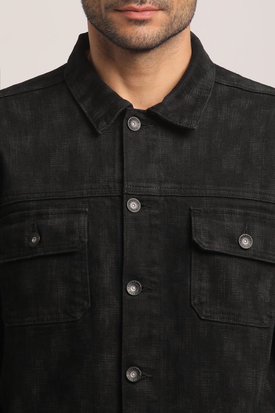 ALAN-MEN BLACK CLASSIC TRUCKER JACKET