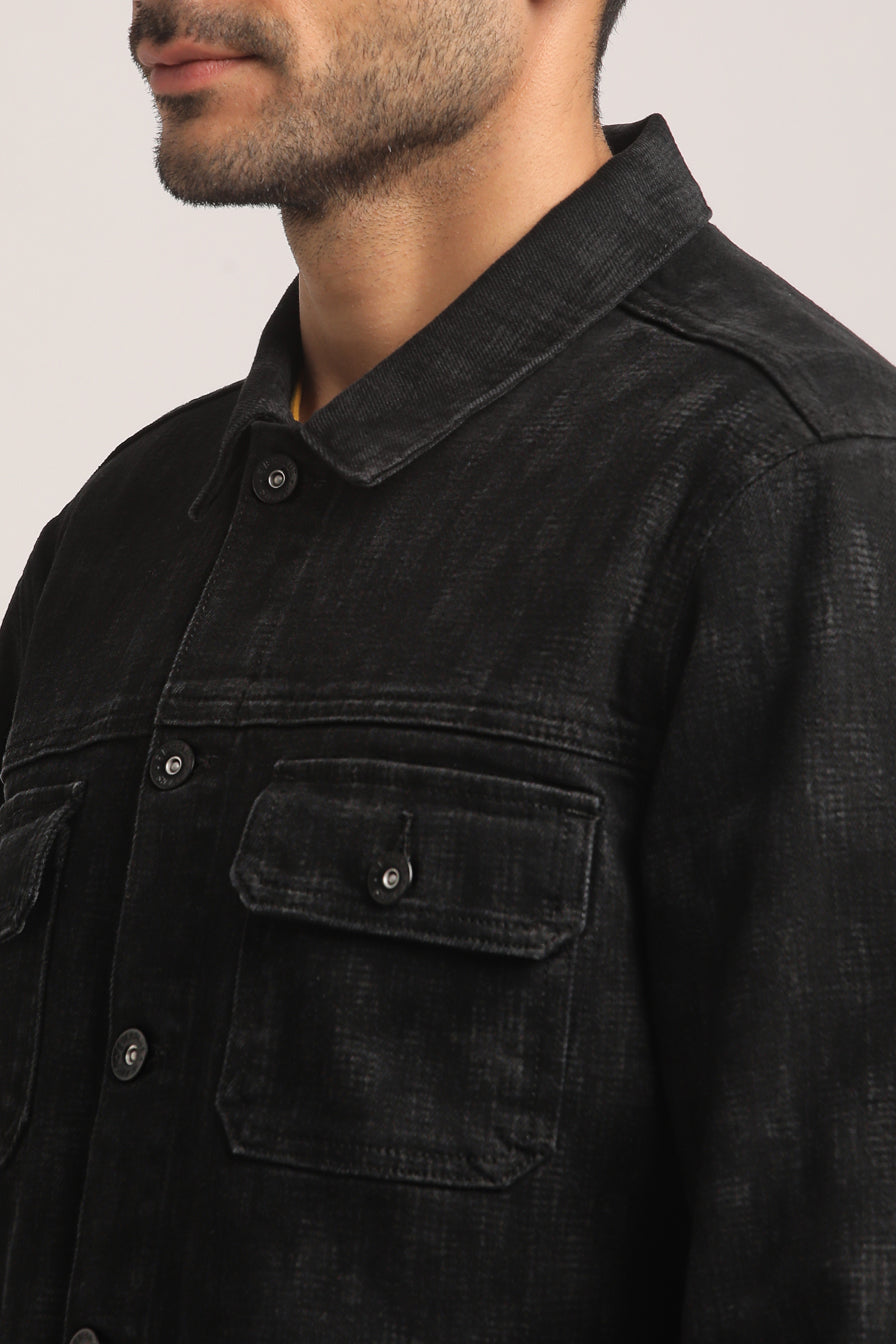 ALAN-MEN BLACK CLASSIC TRUCKER JACKET