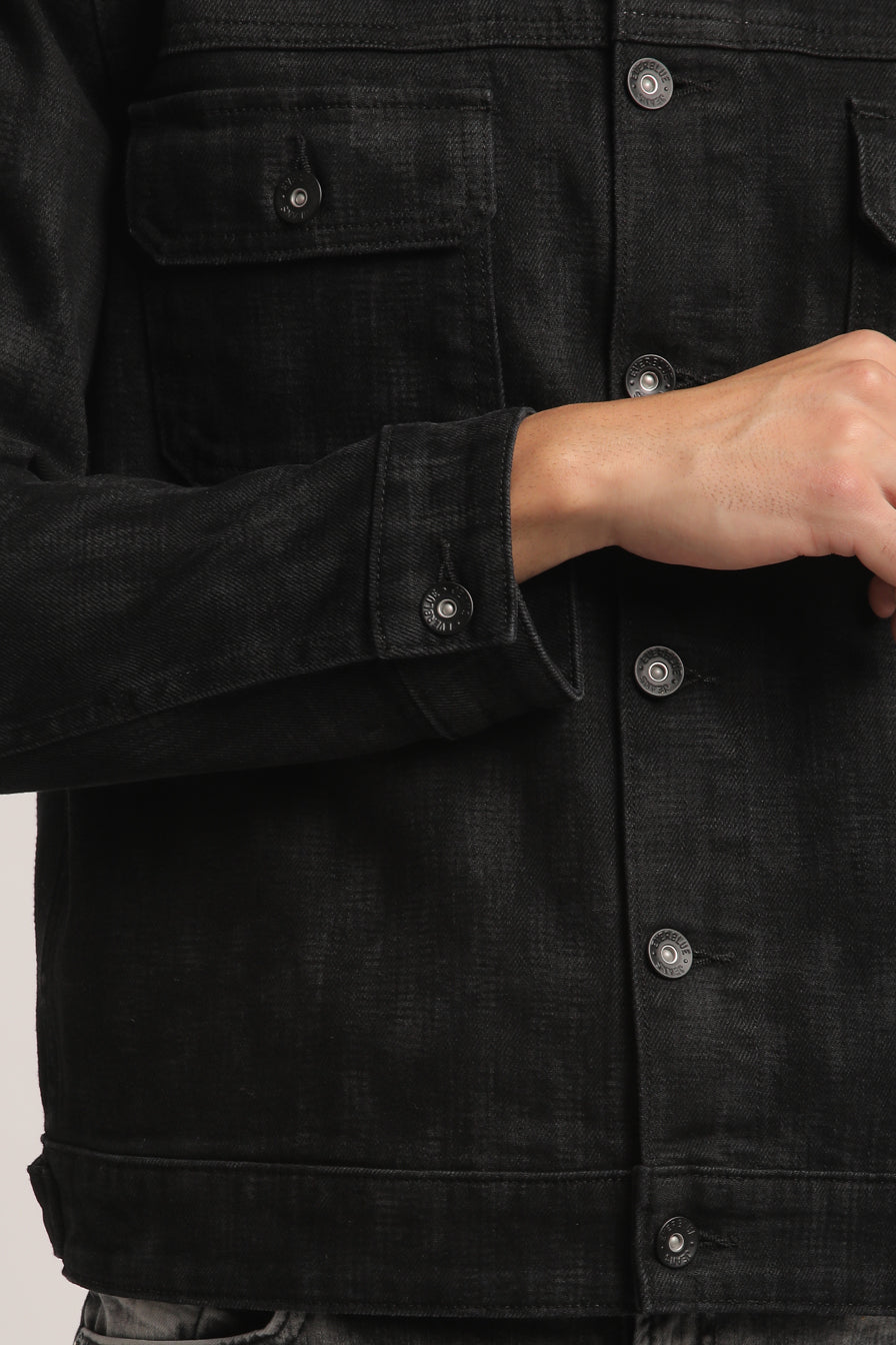 ALAN-MEN BLACK CLASSIC TRUCKER JACKET