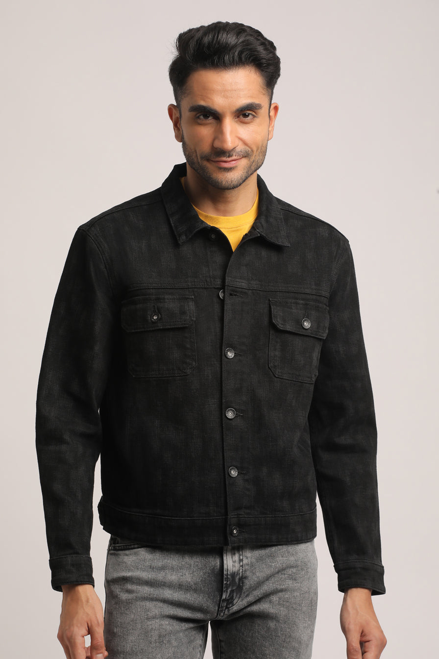 ALAN-MEN BLACK CLASSIC TRUCKER JACKET