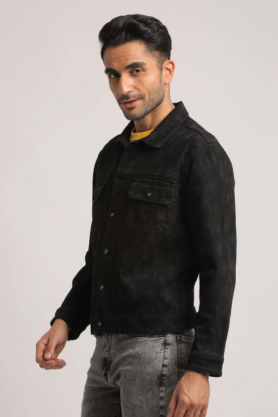 ALAN-MEN BLACK CLASSIC TRUCKER JACKET