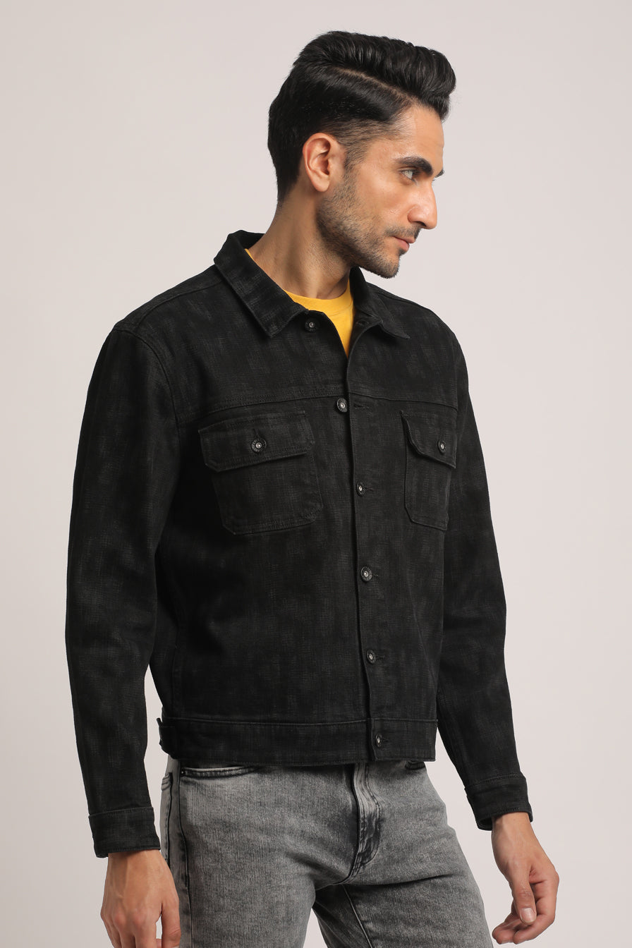 ALAN-MEN BLACK CLASSIC TRUCKER JACKET
