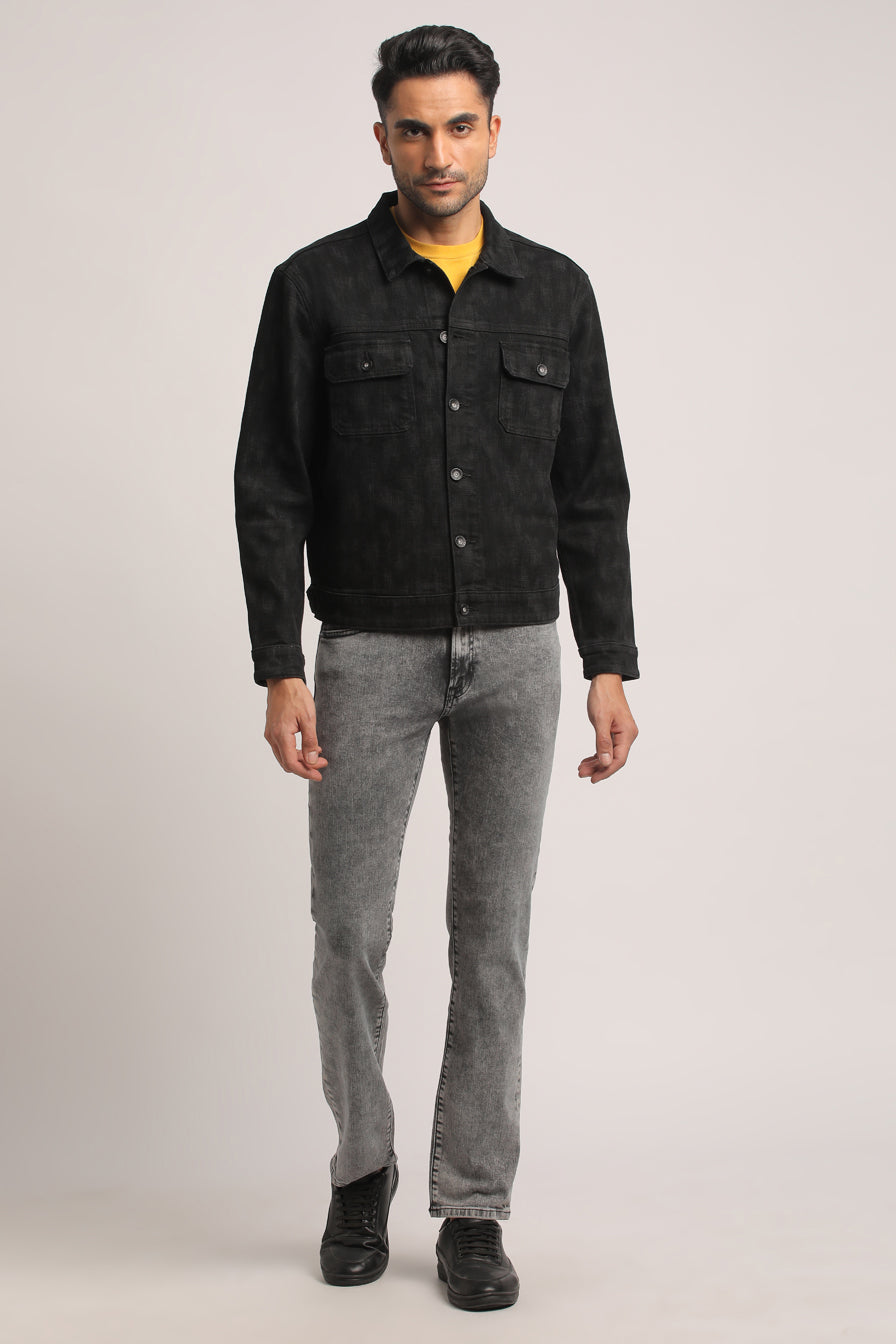 ALAN-MEN BLACK CLASSIC TRUCKER JACKET