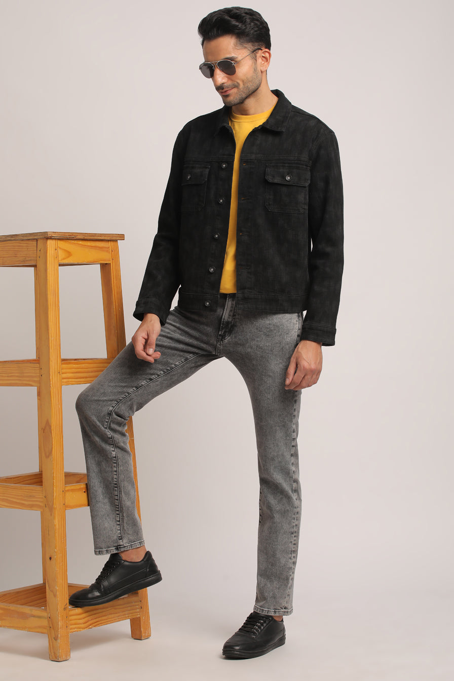 ALAN-MEN BLACK CLASSIC TRUCKER JACKET