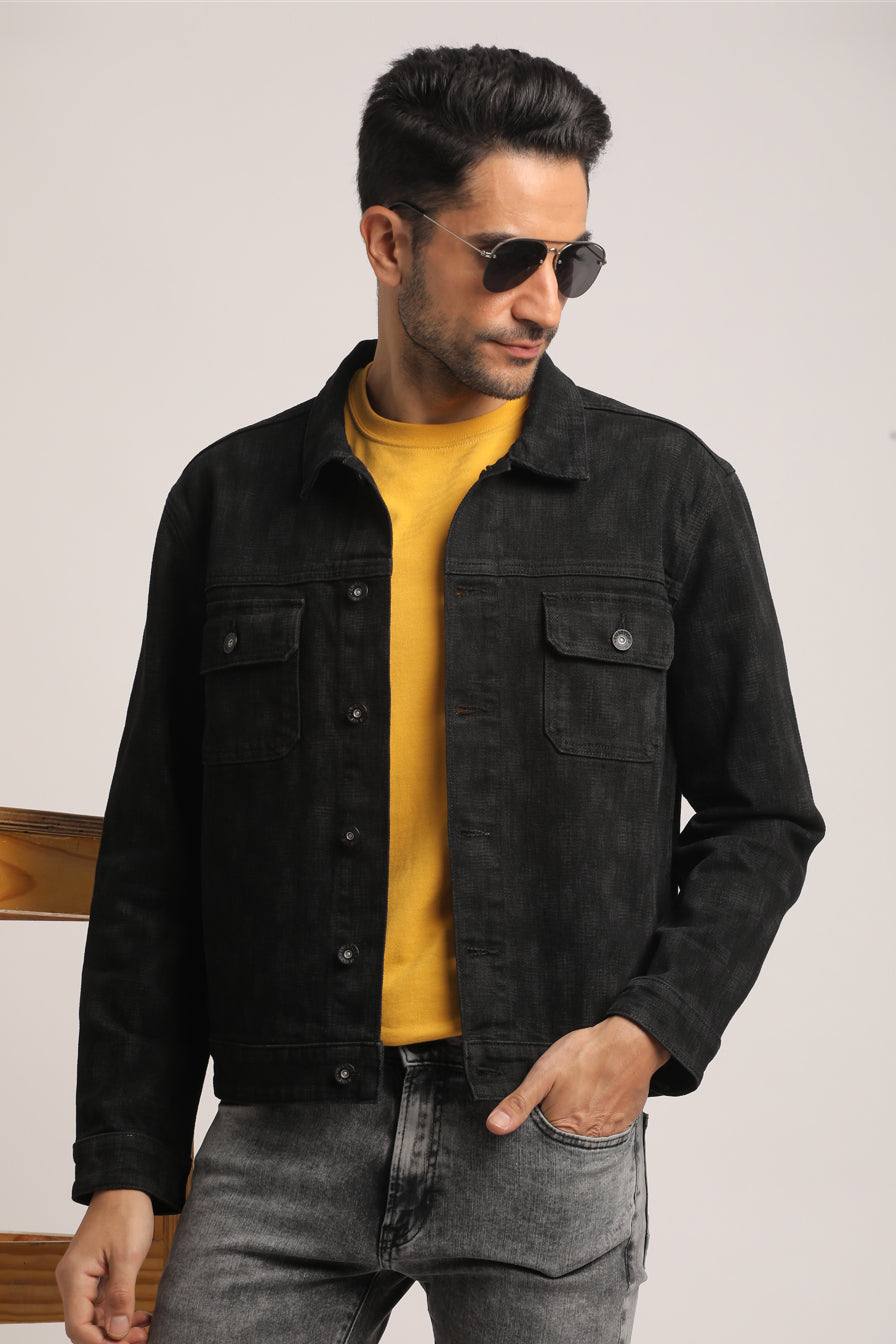 ALAN-MEN BLACK CLASSIC TRUCKER JACKET