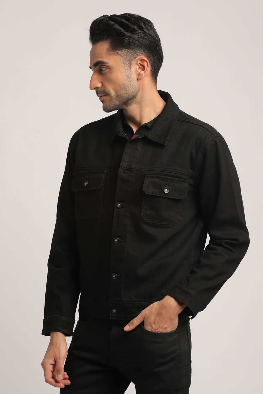 ALLAN-MEN BLACK CLASSIC TRUCKER JACKET