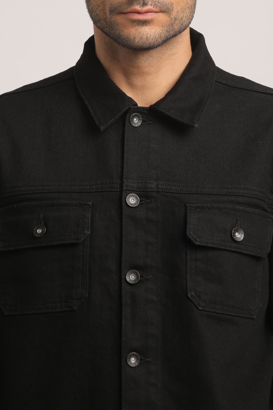ALLAN-MEN BLACK CLASSIC TRUCKER JACKET