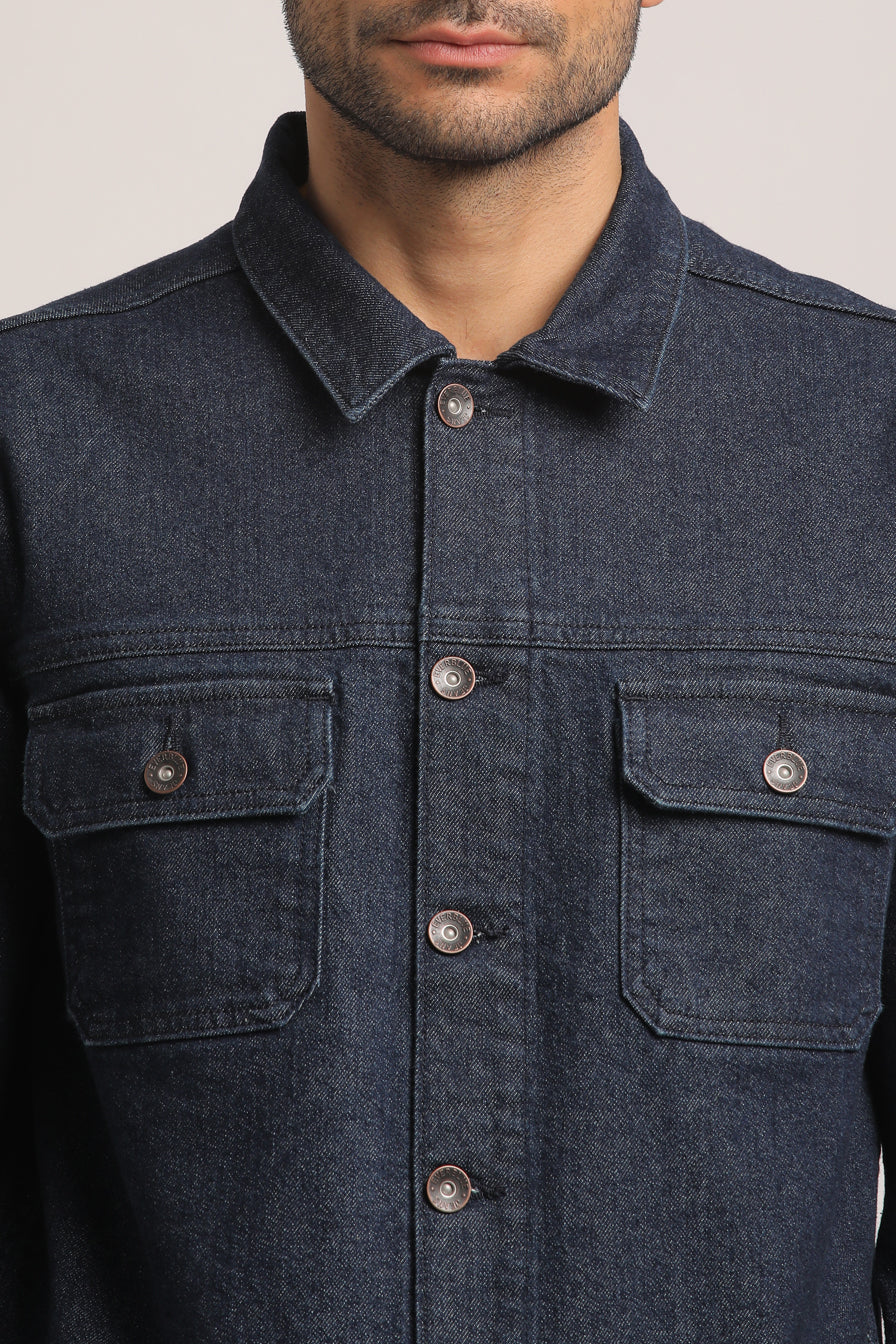 ALLEN-MEN DARK BLUE CLASSIC TRUCKER JACKET