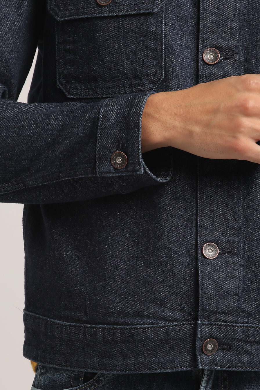 ALLEN-MEN DARK BLUE CLASSIC TRUCKER JACKET