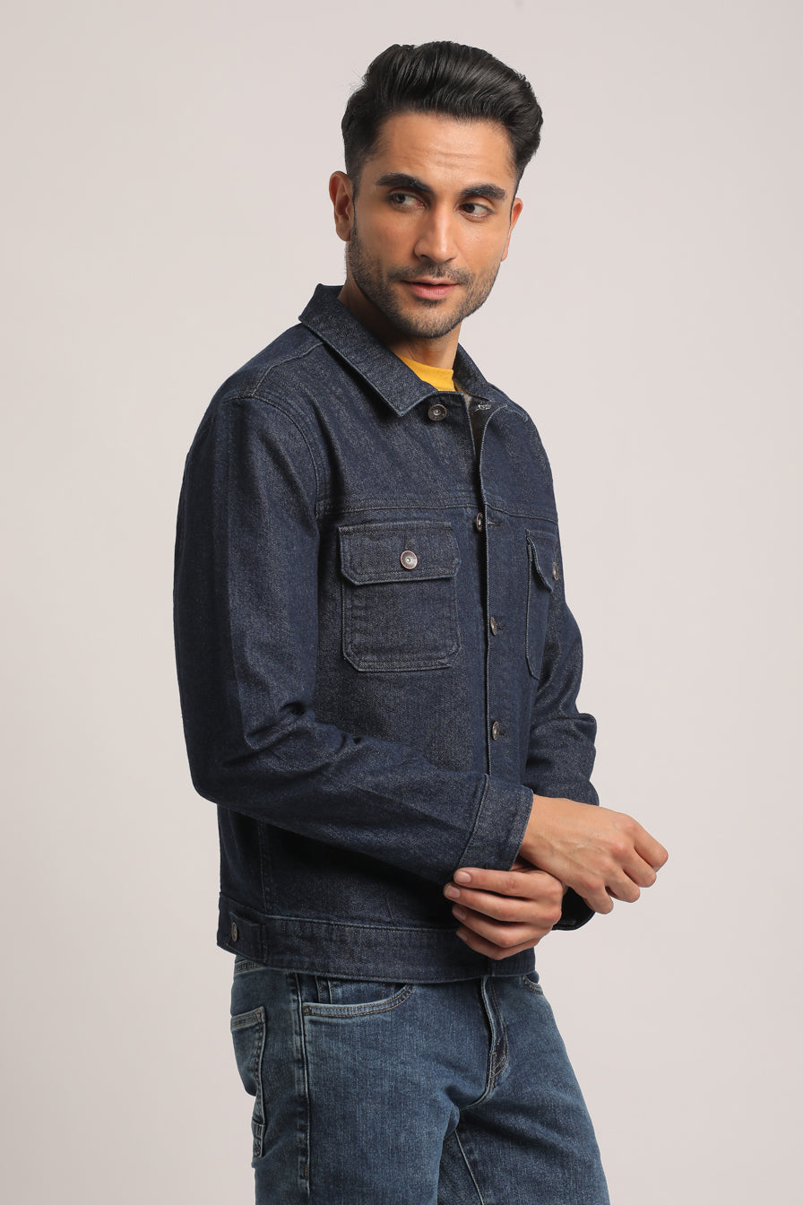 ALLEN-MEN DARK BLUE CLASSIC TRUCKER JACKET