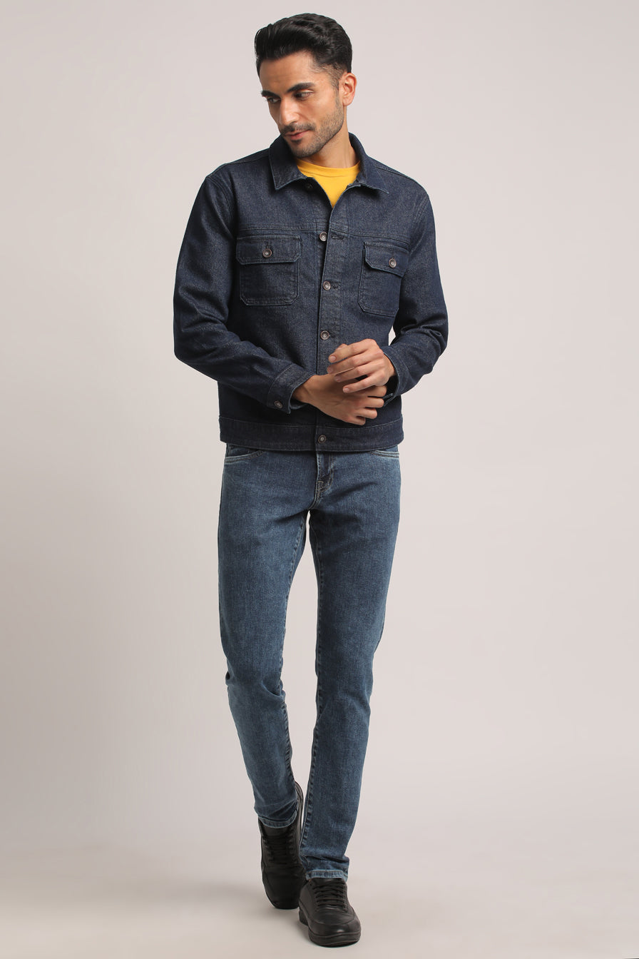 ALLEN-MEN DARK BLUE CLASSIC TRUCKER JACKET