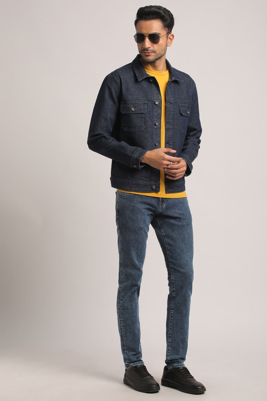 ALLEN-MEN DARK BLUE CLASSIC TRUCKER JACKET