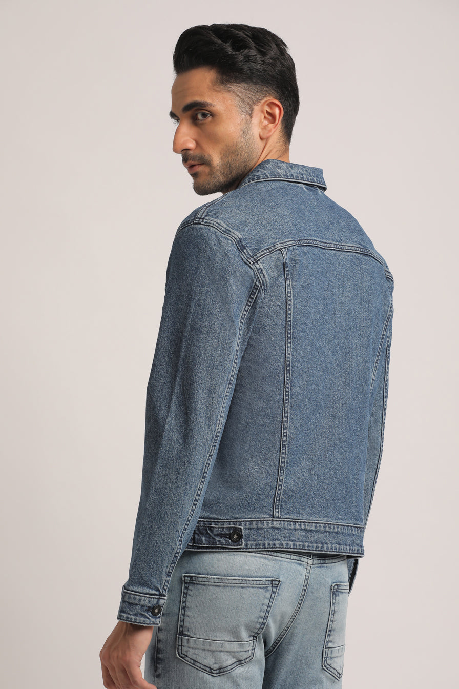 BRIAN-MEN MID BLUE CLASSIC TRUCKER JACKET