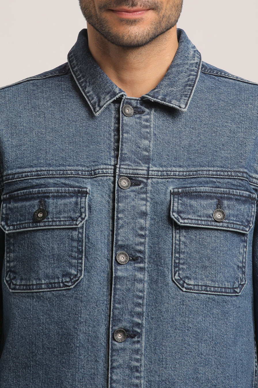 BRIAN-MEN MID BLUE CLASSIC TRUCKER JACKET