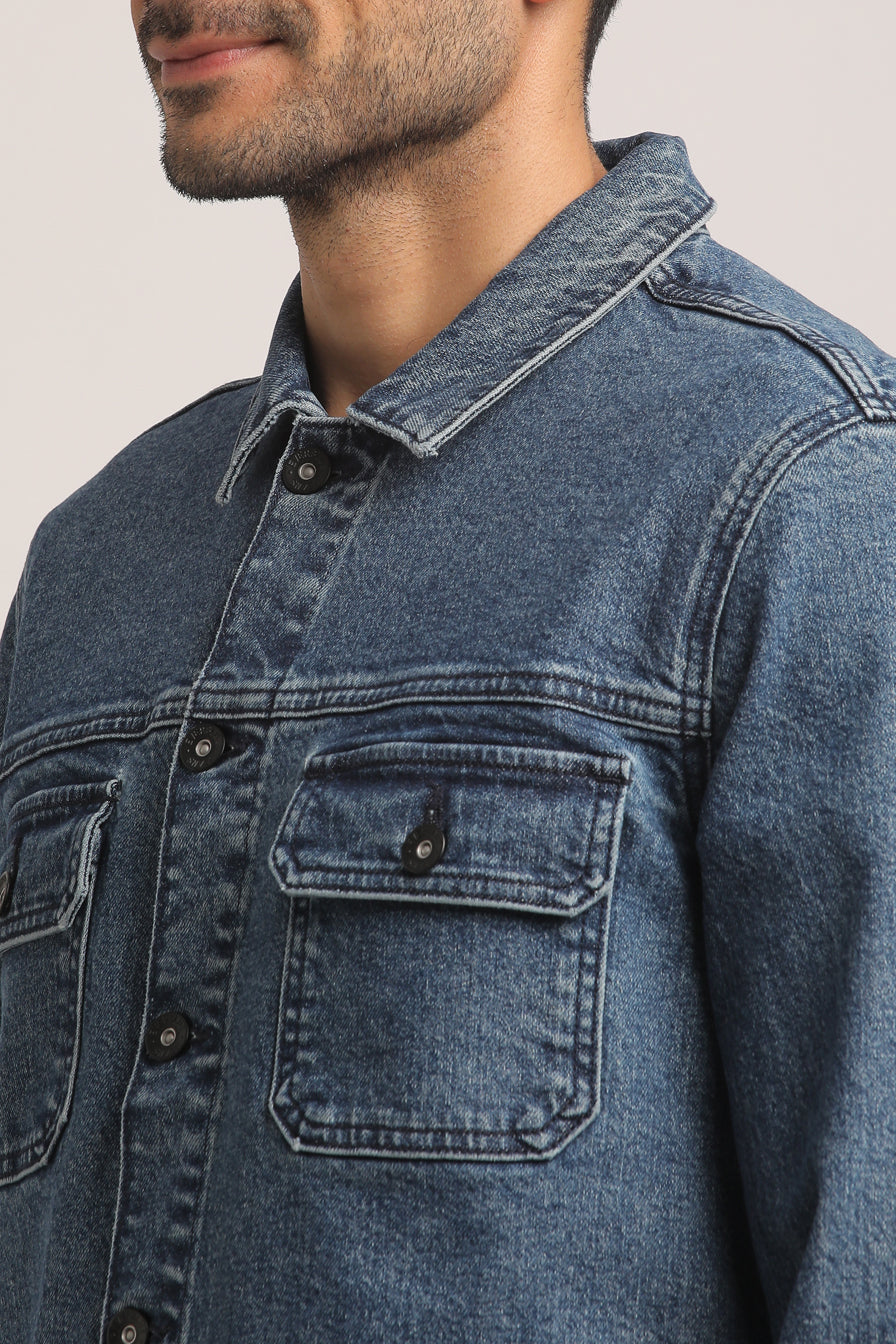 BRIAN-MEN MID BLUE CLASSIC TRUCKER JACKET