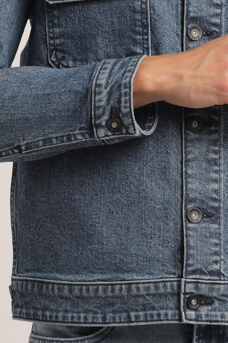 BRIAN-MEN MID BLUE CLASSIC TRUCKER JACKET