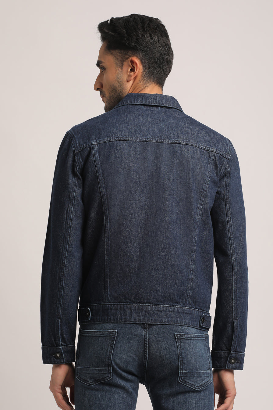 BRYAN-MEN DARK BLUE CLASSIC TRUCKER JACKET
