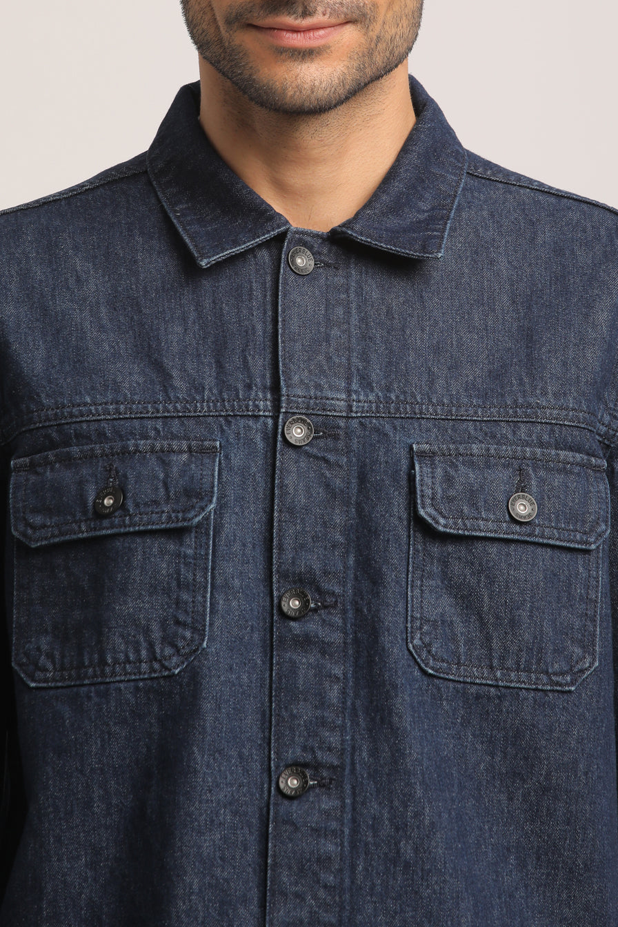 BRYAN-MEN DARK BLUE CLASSIC TRUCKER JACKET