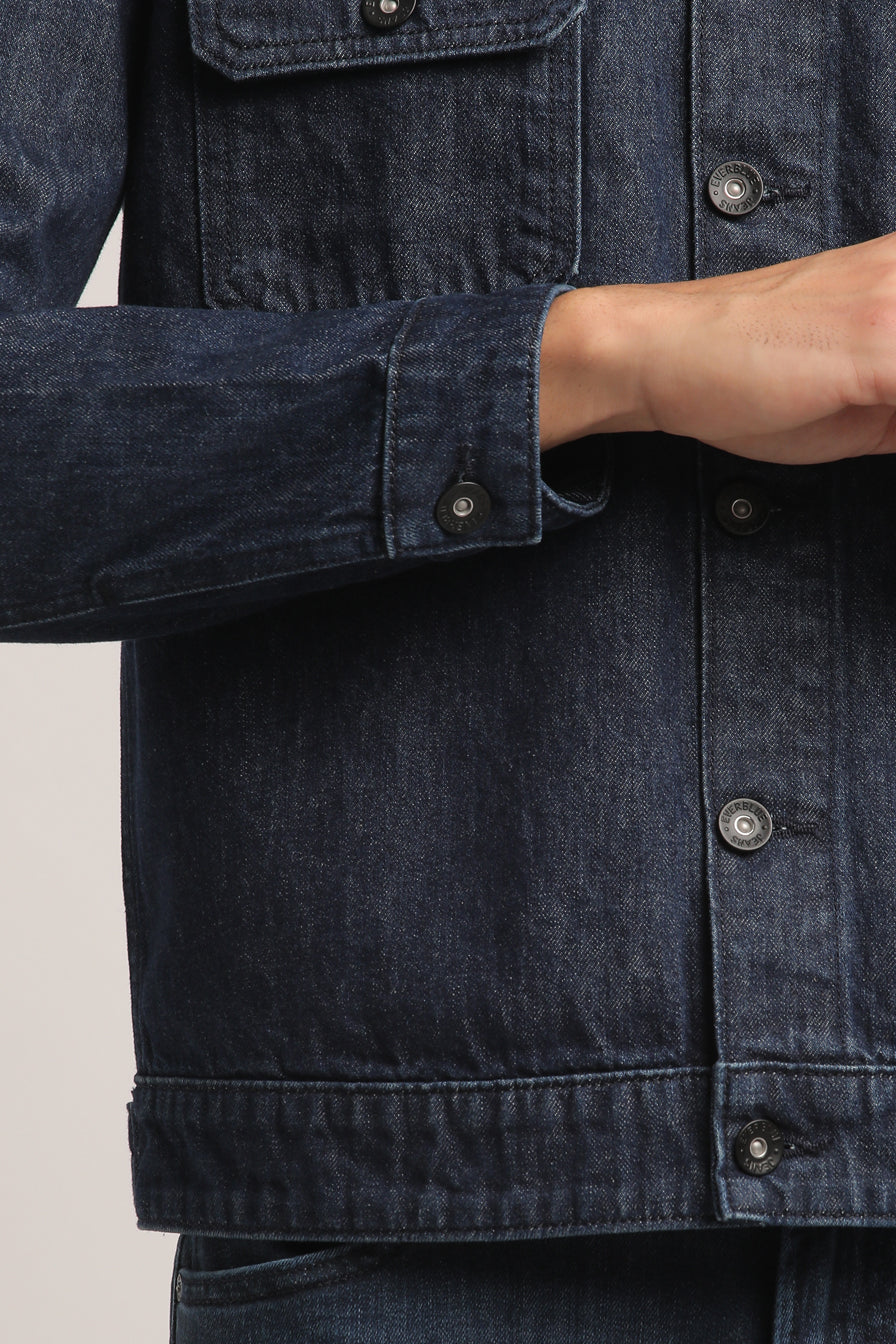 BRYAN-MEN DARK BLUE CLASSIC TRUCKER JACKET