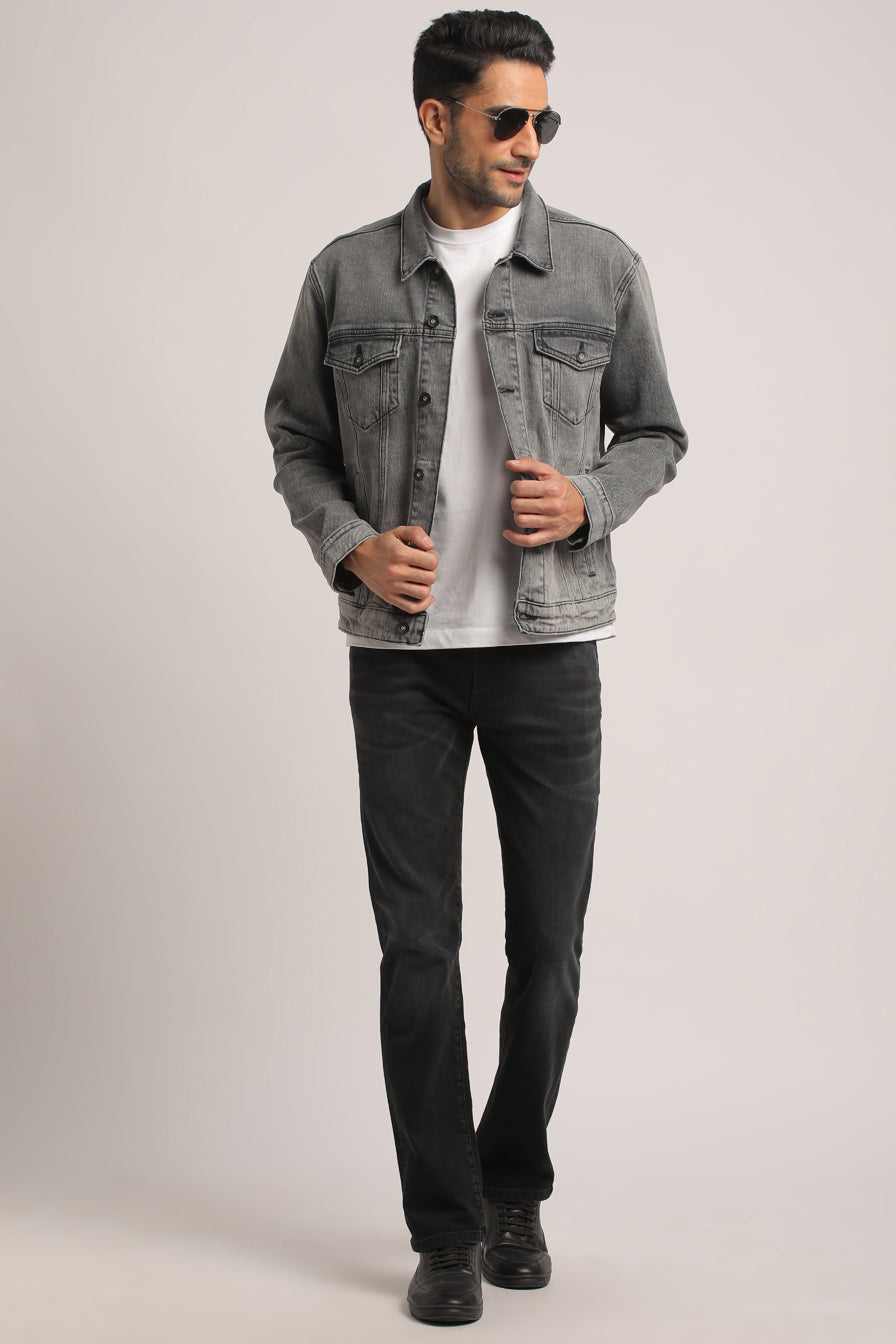 DONOVAN-MEN GREY CLASSIC TRUCKER JACKET