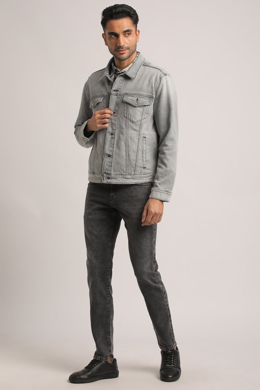 DUKE-MEN GREY CLASSIC TRUCKER JACKET