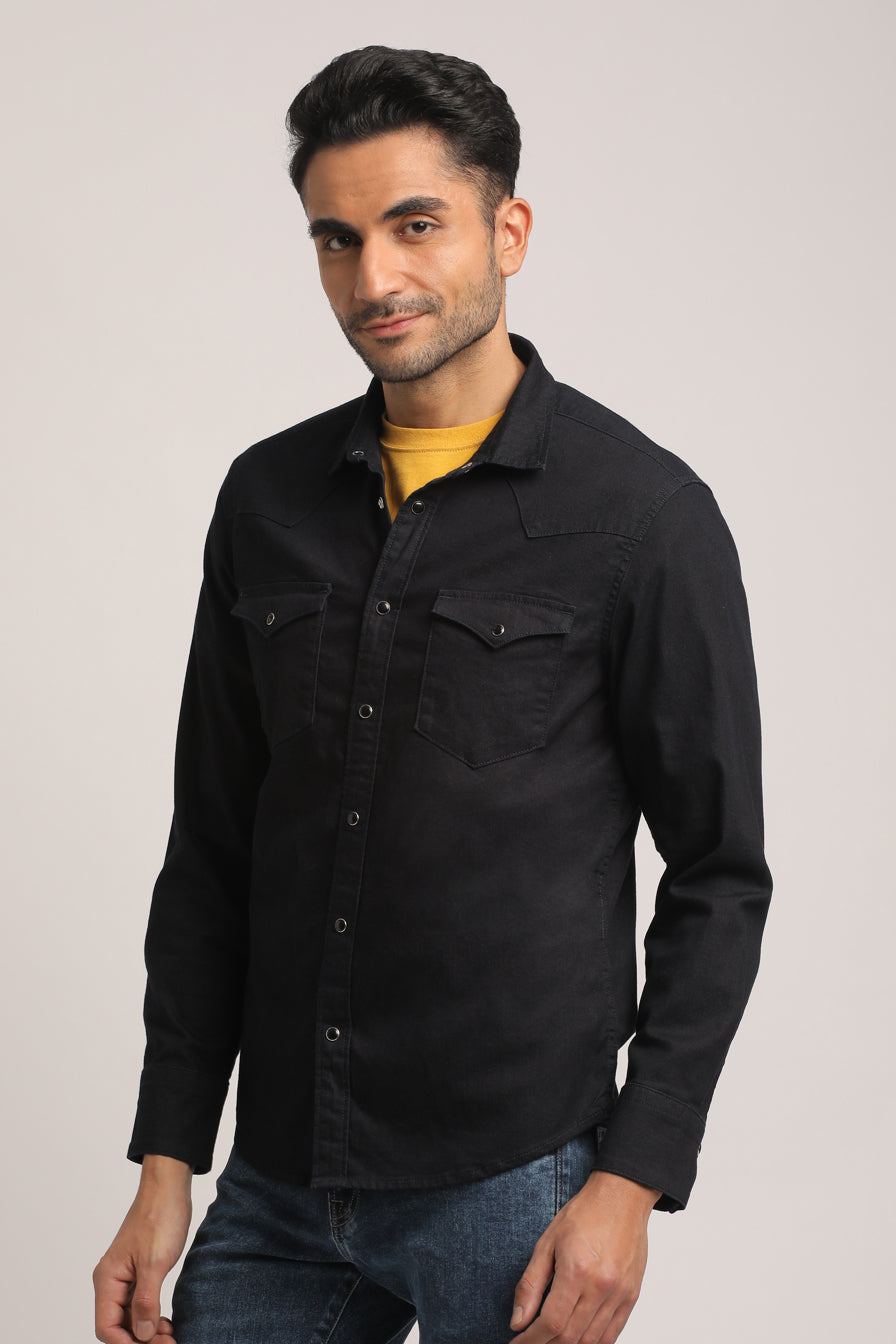 MEMPHIS-MEN DARK BLUE SLIM FIT SHIRT