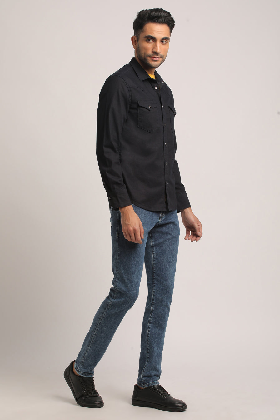 MEMPHIS-MEN DARK BLUE SLIM FIT SHIRT