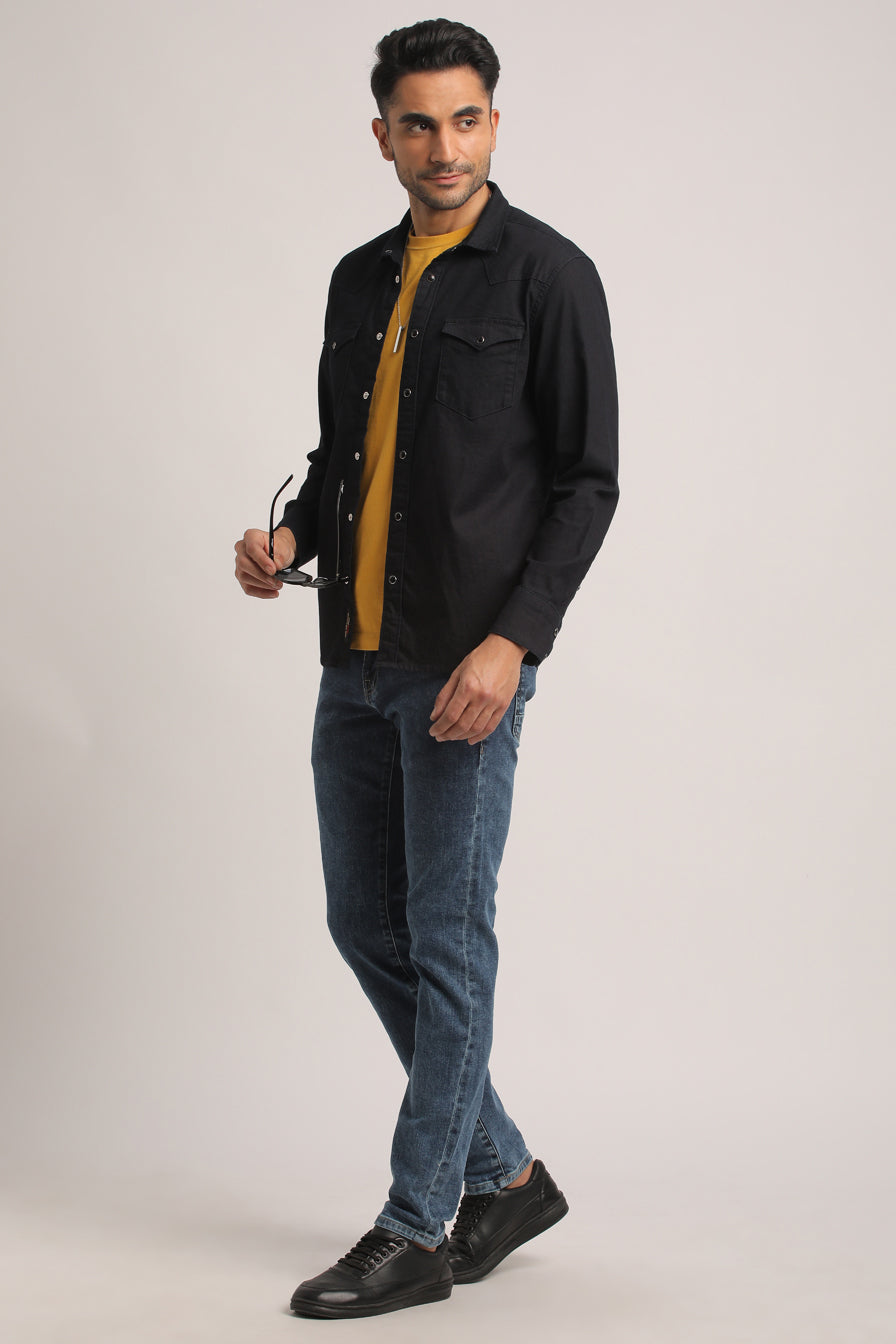 MEMPHIS-MEN DARK BLUE SLIM FIT SHIRT