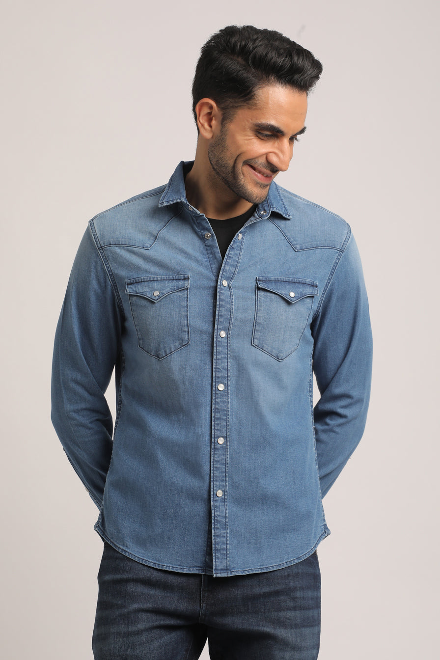 PAYTON-MEN LIGHT BLUE SLIM FIT SHIRT