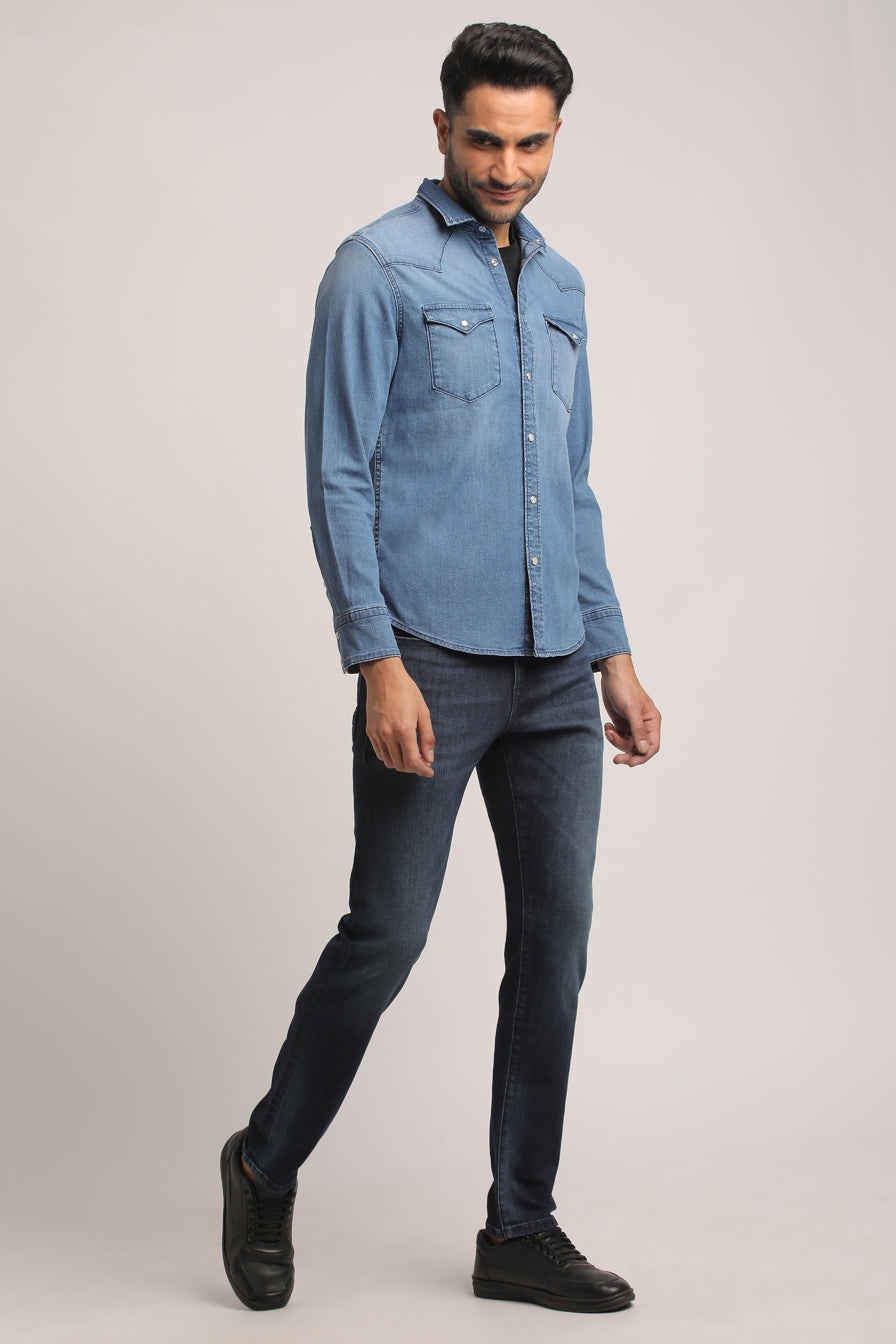 PAYTON-MEN LIGHT BLUE SLIM FIT SHIRT