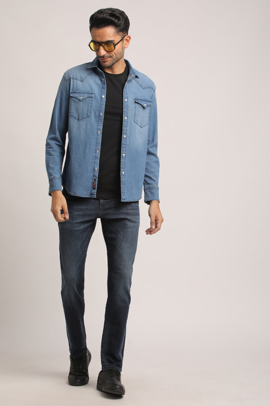 PAYTON-MEN LIGHT BLUE SLIM FIT SHIRT