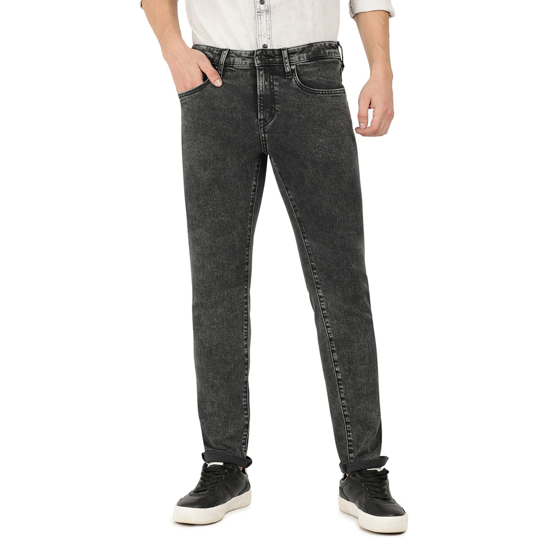 GIANLUCA-Grey Comfort Slim Jeans