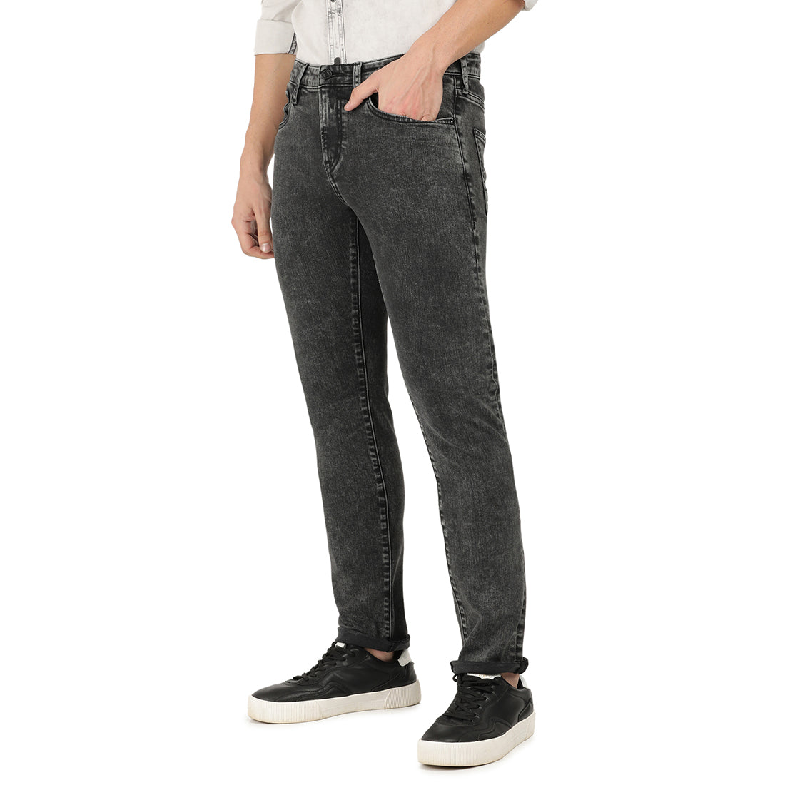 GIANLUCA-Grey Comfort Slim Jeans