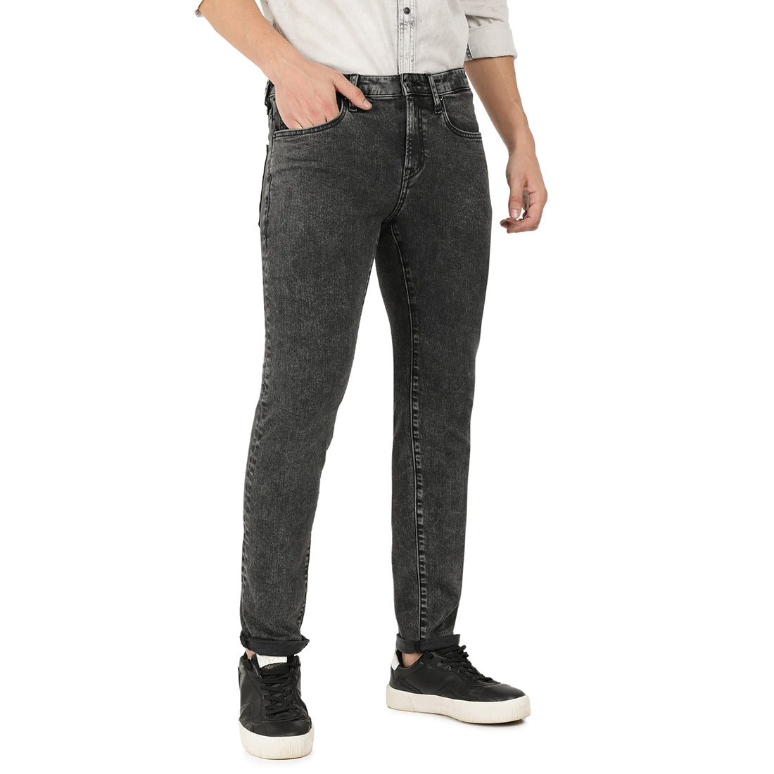 GIANLUCA-Grey Comfort Slim Jeans