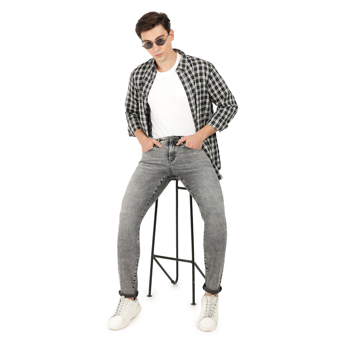 GIACOMO-Grey Regular Fit Jeans