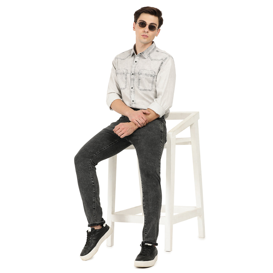 GIANLUCA-Grey Comfort Slim Jeans