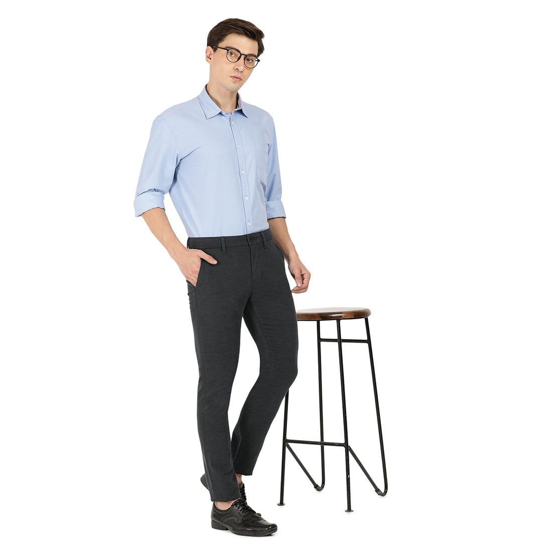 HORN BILL-Charcoal Grey Smart Casual Jeans
