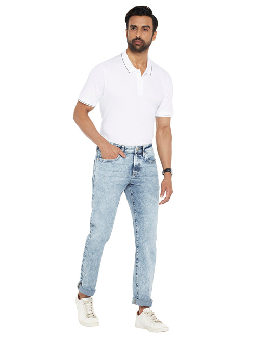 DAYOT-Blue Tapered Slim Jeans
