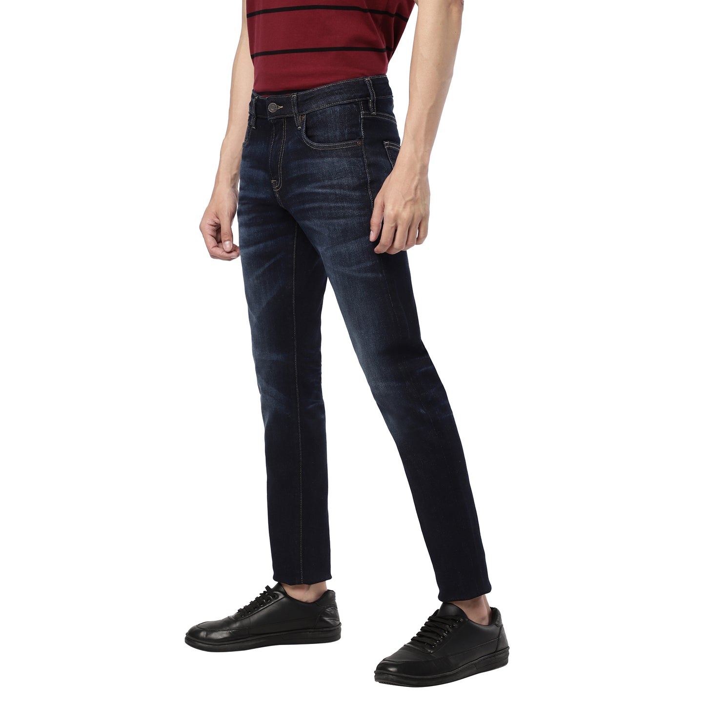 HERNANES-Dark Blue Tapered Slim Jeans