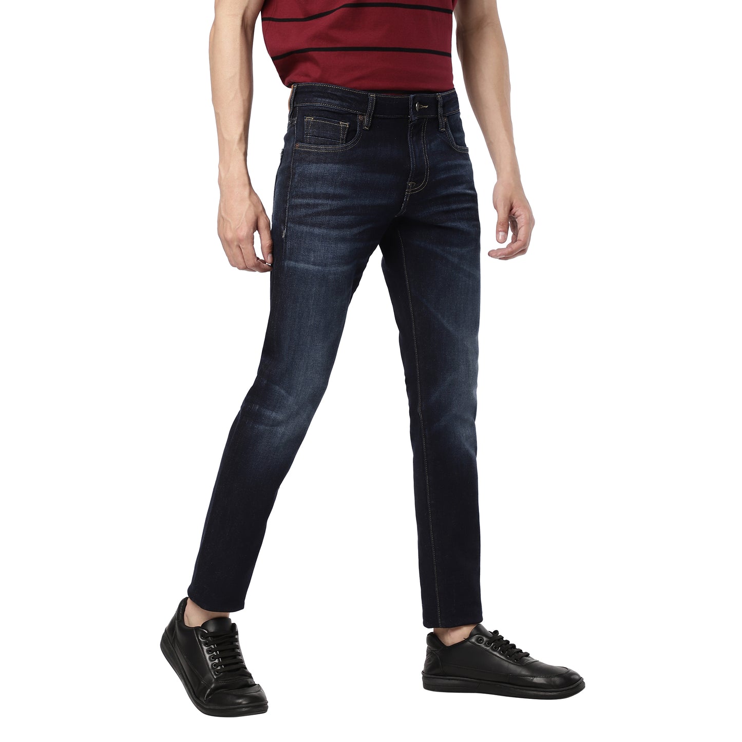 HERNANES-Dark Blue Tapered Slim Jeans