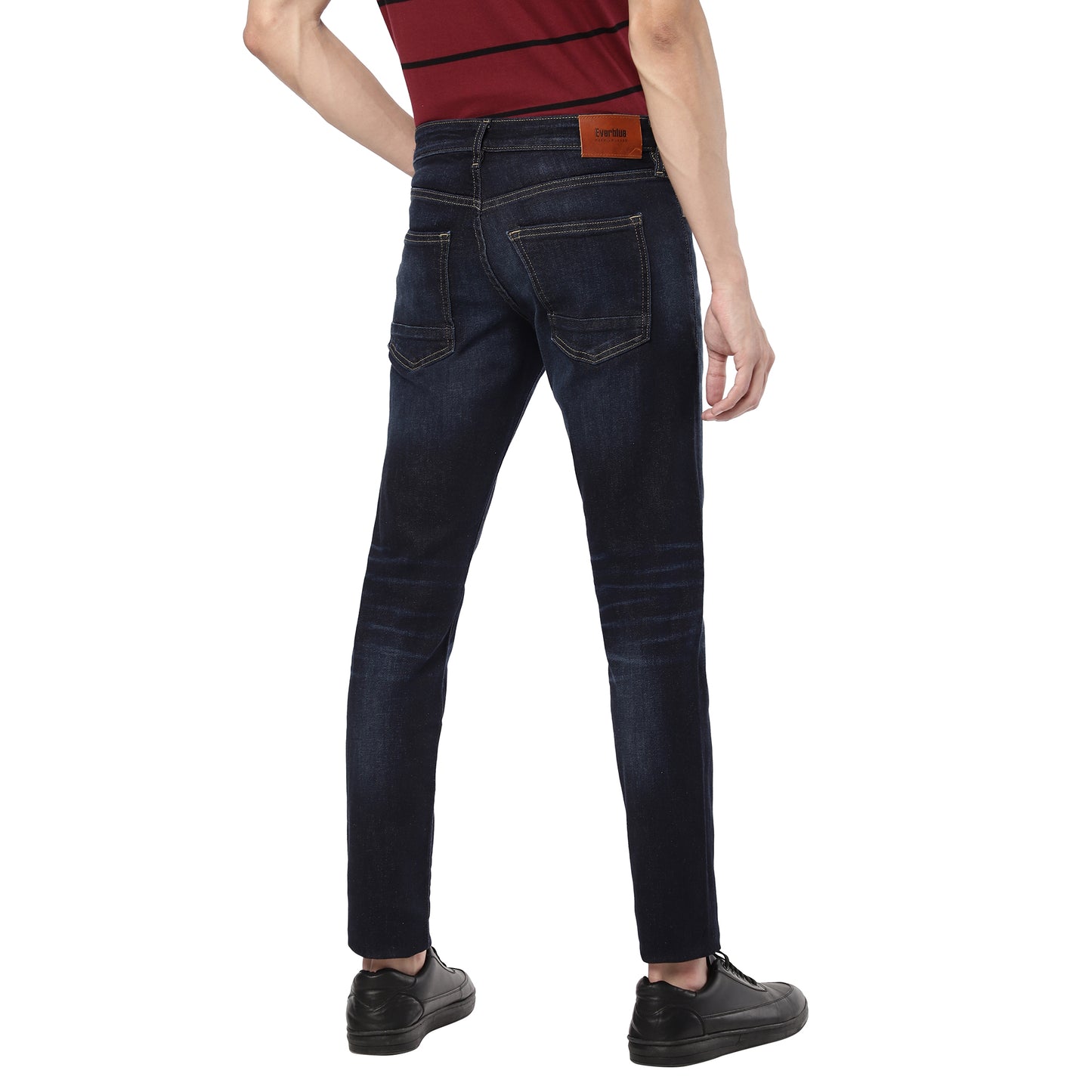 HERNANES-Dark Blue Tapered Slim Jeans
