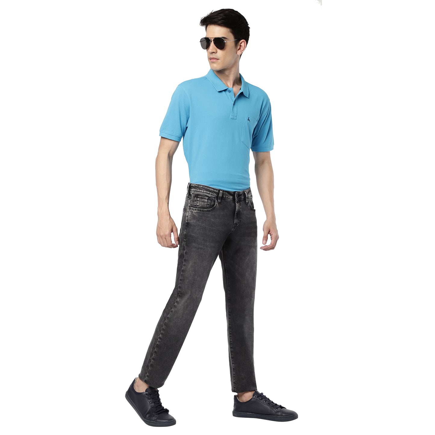 HUNTELAAR-Mid-Black Comfort Slim Jeans