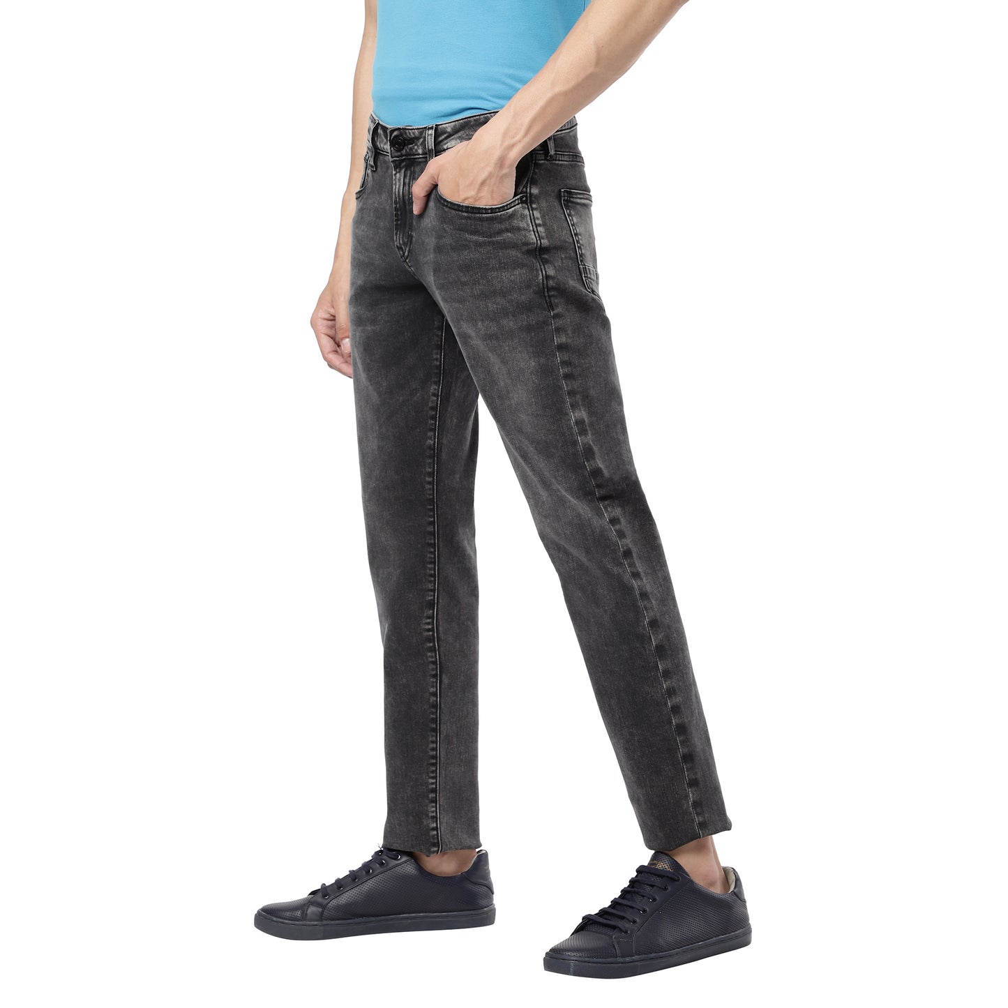 HUNTELAAR-Mid-Black Comfort Slim Jeans