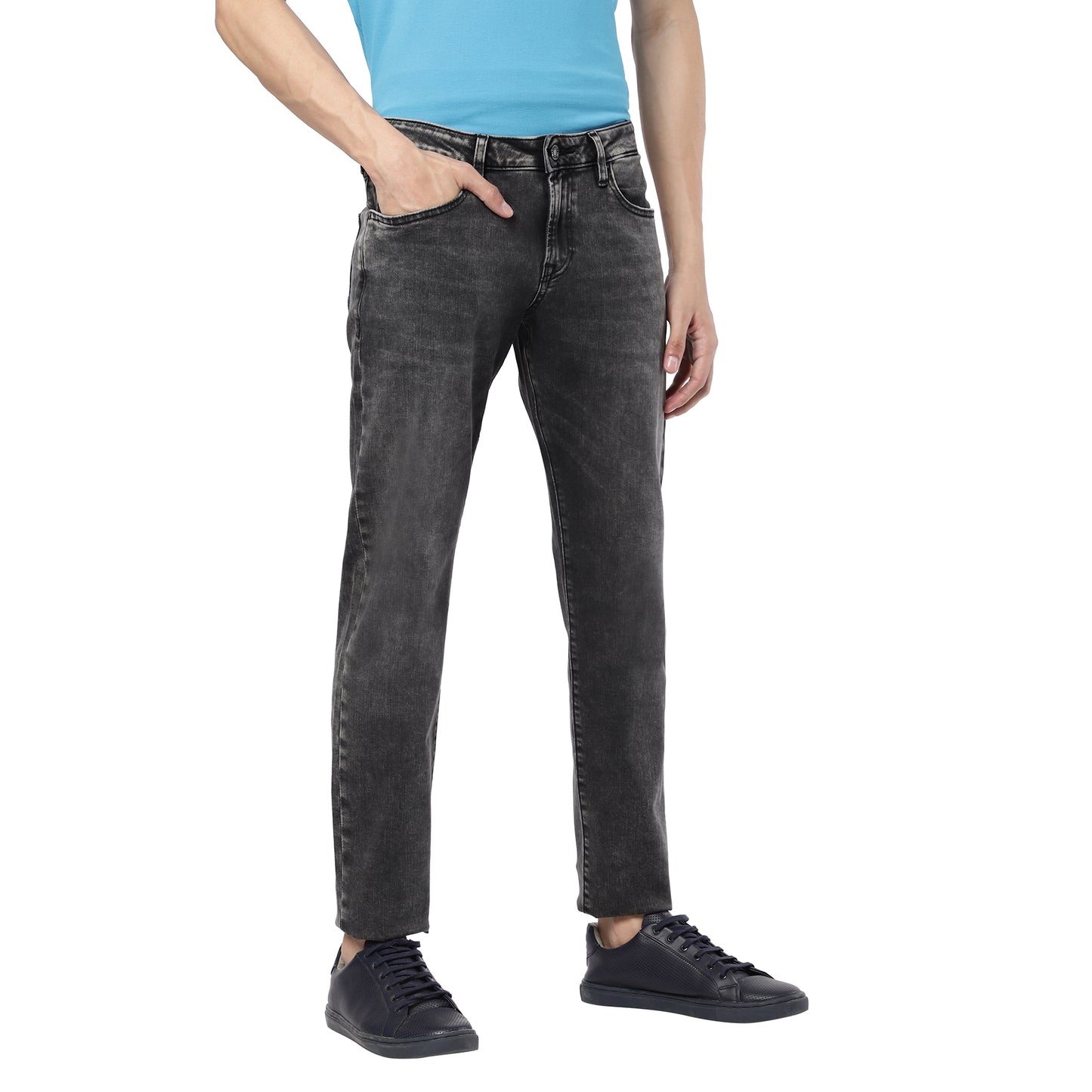 HUNTELAAR-Mid-Black Comfort Slim Jeans
