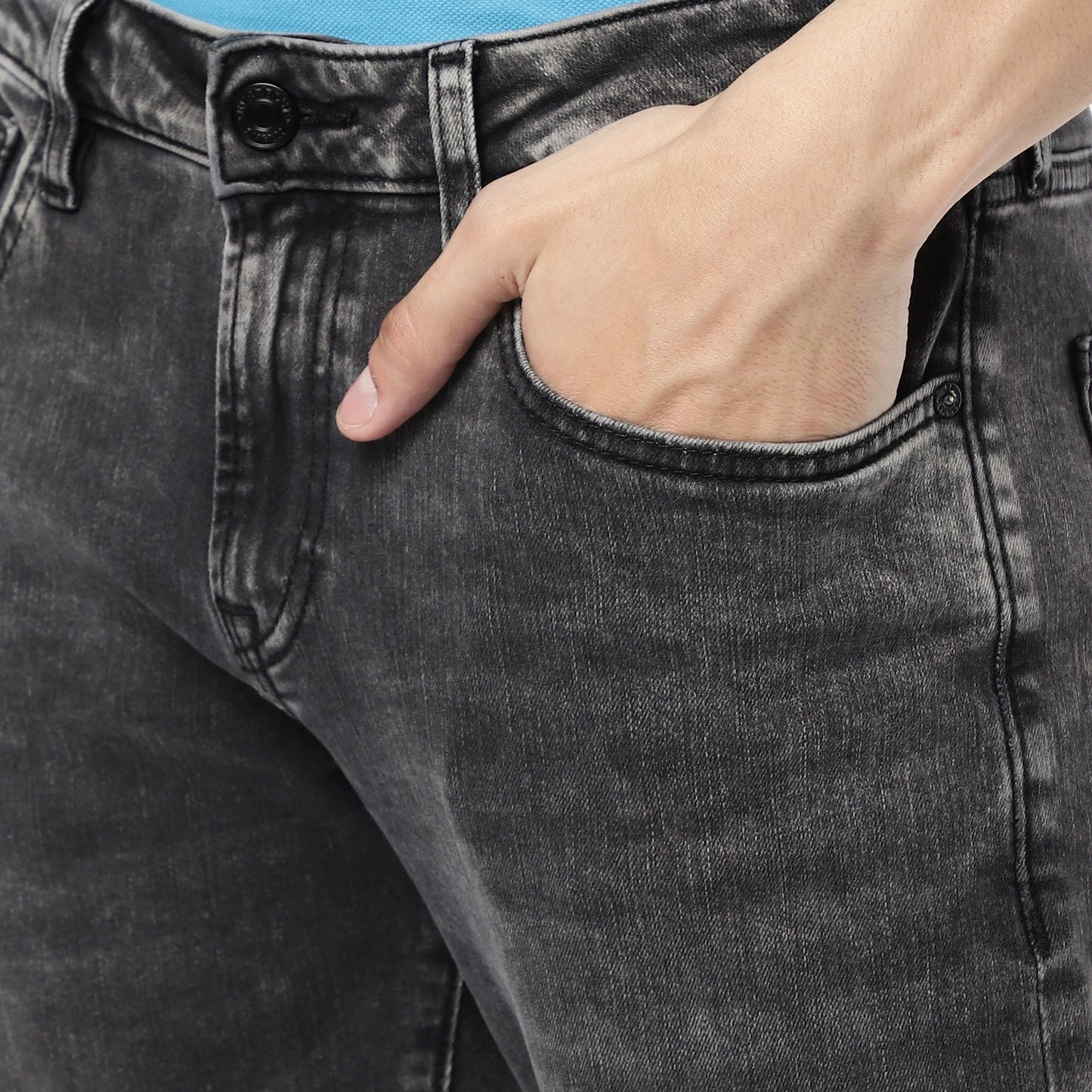 HUNTELAAR-Mid-Black Comfort Slim Jeans