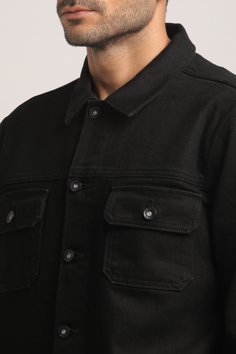 ALLAN-MEN BLACK REGULAR FIT JACKET