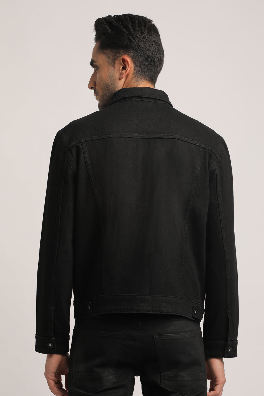 ALLAN-MEN BLACK REGULAR FIT JACKET