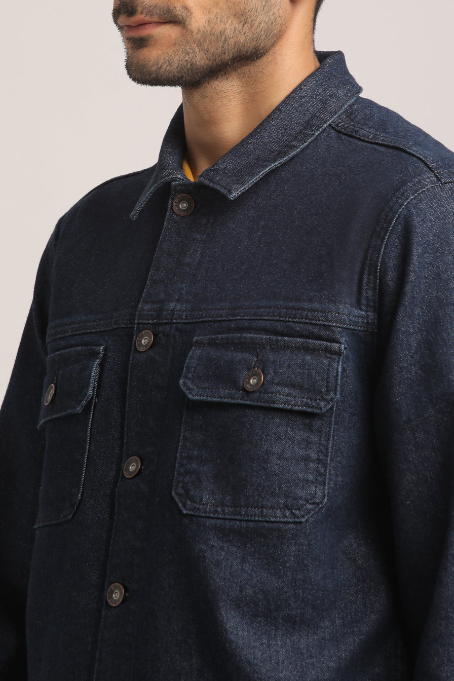 ALLEN-MEN DARK BLUE REGULAR FIT JACKET