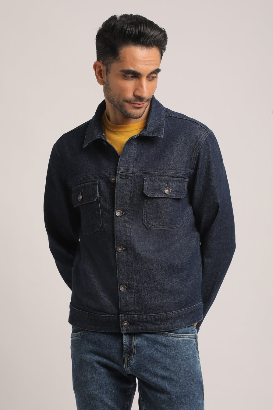 ALLEN-MEN DARK BLUE REGULAR FIT JACKET