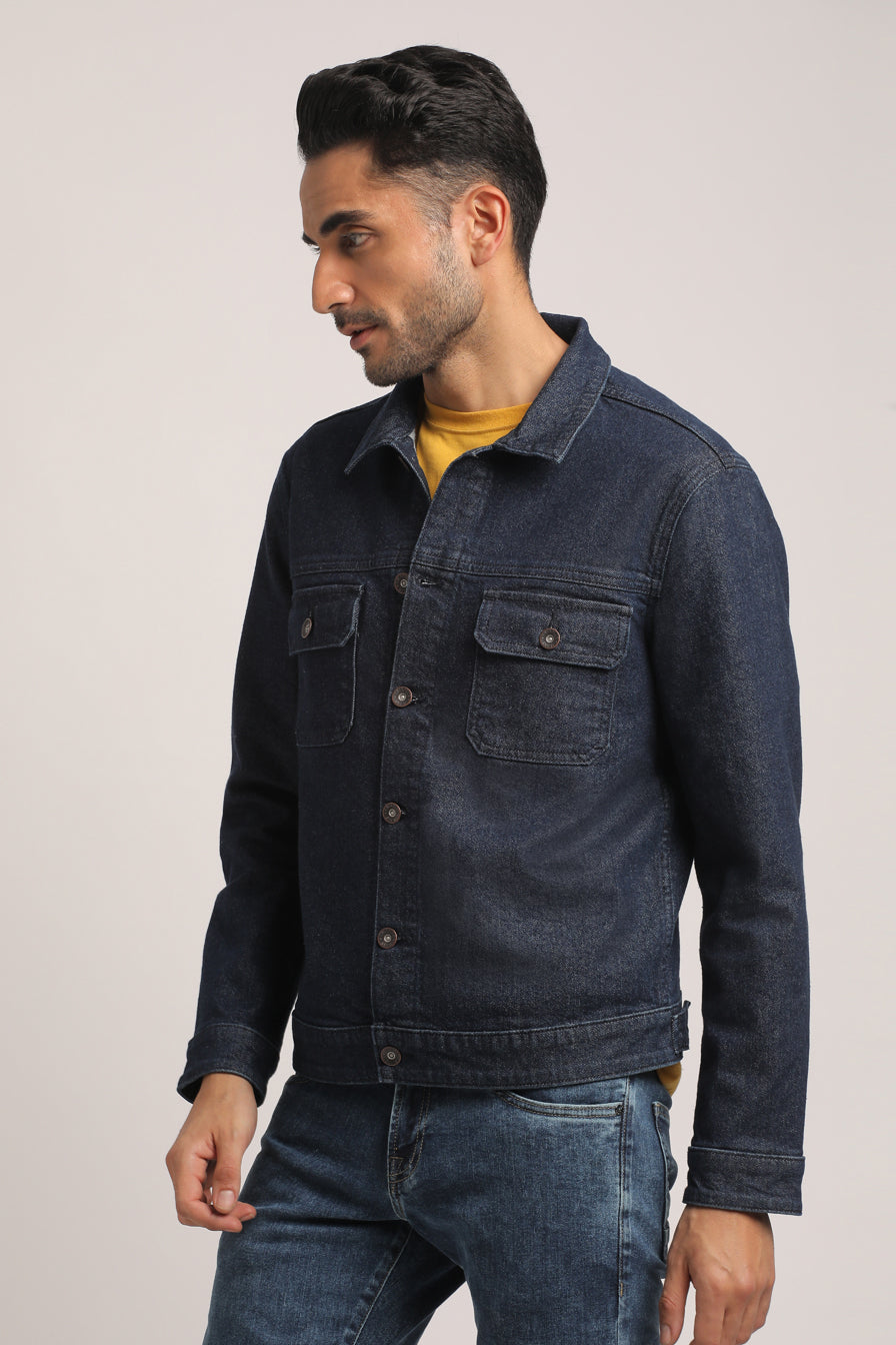 ALLEN-MEN DARK BLUE REGULAR FIT JACKET